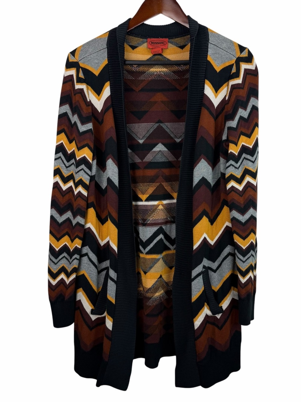 Missoni for Target | Brown Black Gold Grey Chevron Open Cardigan Sweater